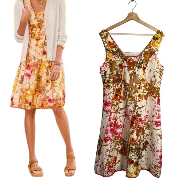 Sundance Evelyn 100% Silk Floral Mini Dress Women's 10 Ivory Flowy Feminine Chic - Picture 1 of 14